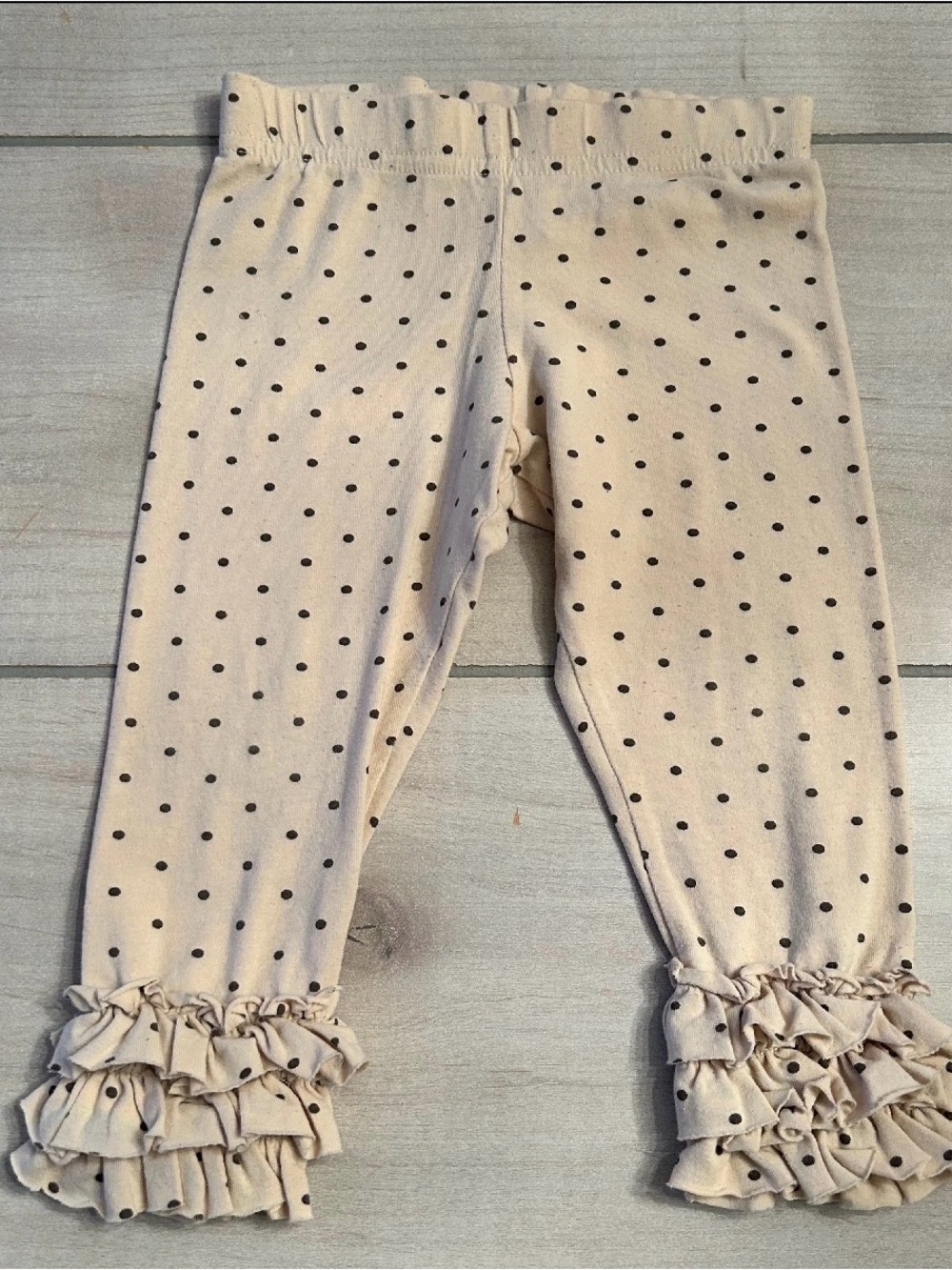 Matilda Jane Cream Taupe Polka Dot Ruffle Leggings
